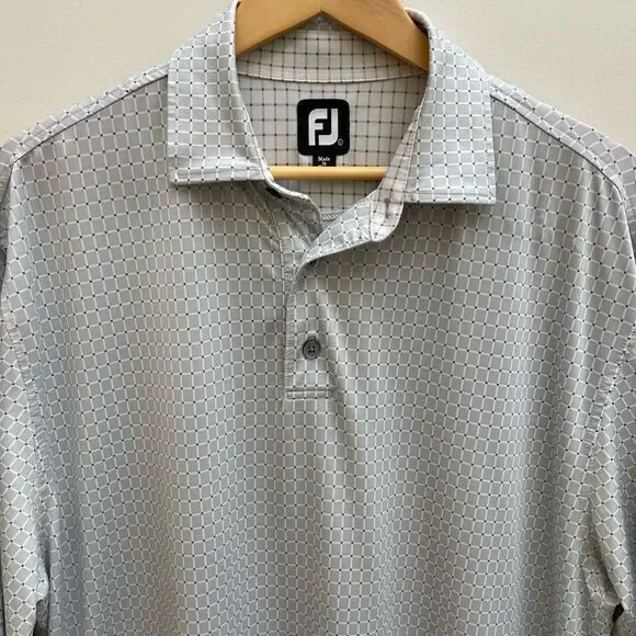 FootJoy Polo Shirt Mens Size Large Gray Embroidered Logo Golf - Picture 2 of 10